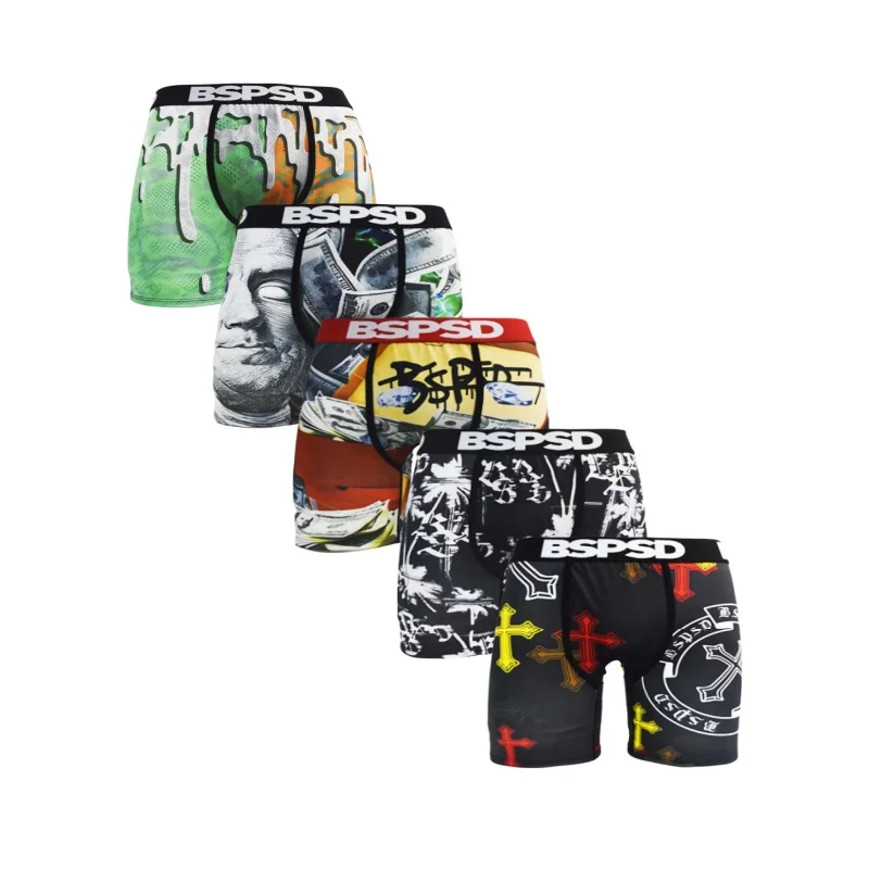 

Мужские трусы-боксеры (5 шт.) дышащие, для плавания, больших размеров S-XXL, с сексуальным принтом