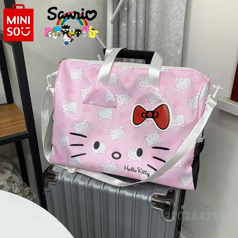 HelloKitty Women's Multi Functional Travel Bag Fashionable High Quality Portable Storage Bag Cartoon Large Capacity Luggage Bag