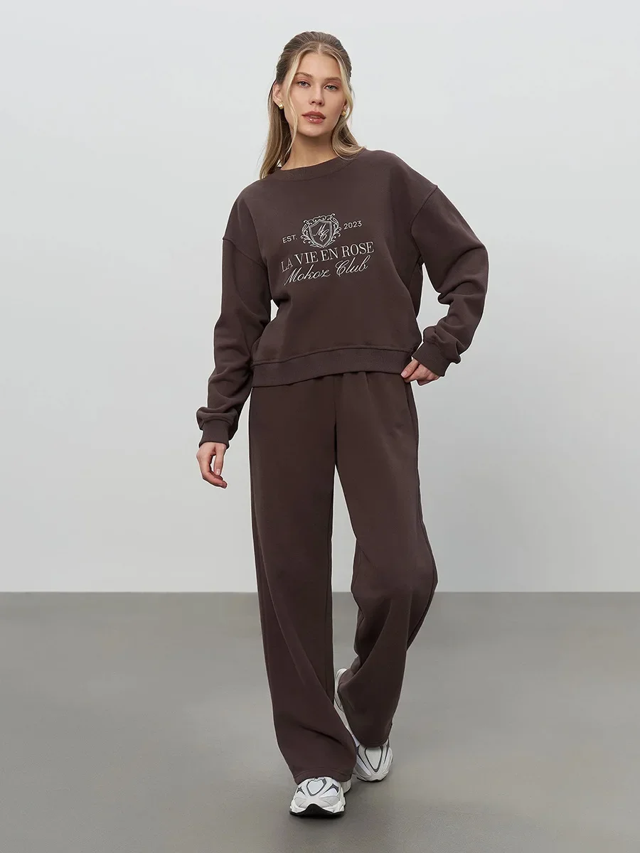 

Embroidered Hoodie Pants 2-piece Set Autumn New Casual Pants Women's O-neck Pullover Hoodie Suit