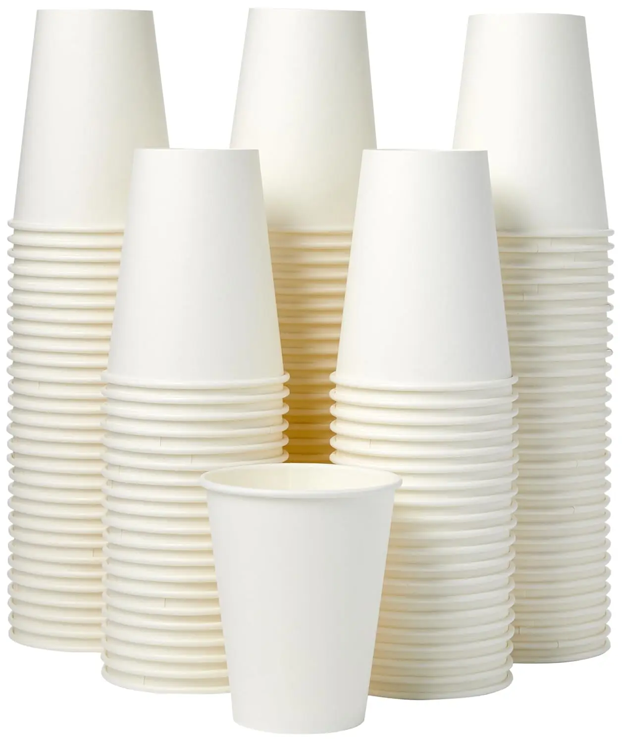 

Disposable Paper Coffee Cups, 12 oz White, 1000 Count Pack for Hot & Cold Drinks