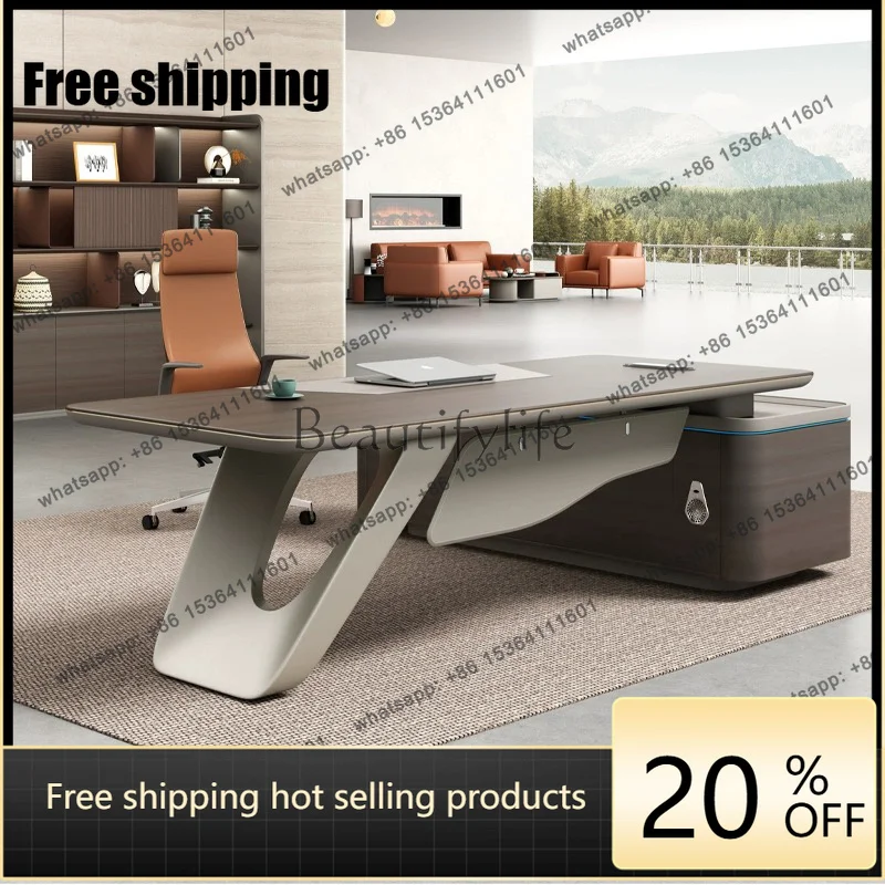 Light Luxury Boss Table Modern European Executive Right Cabinet Gaming Desk Standing Designer Storage Bureau Meuble FurnitureFac