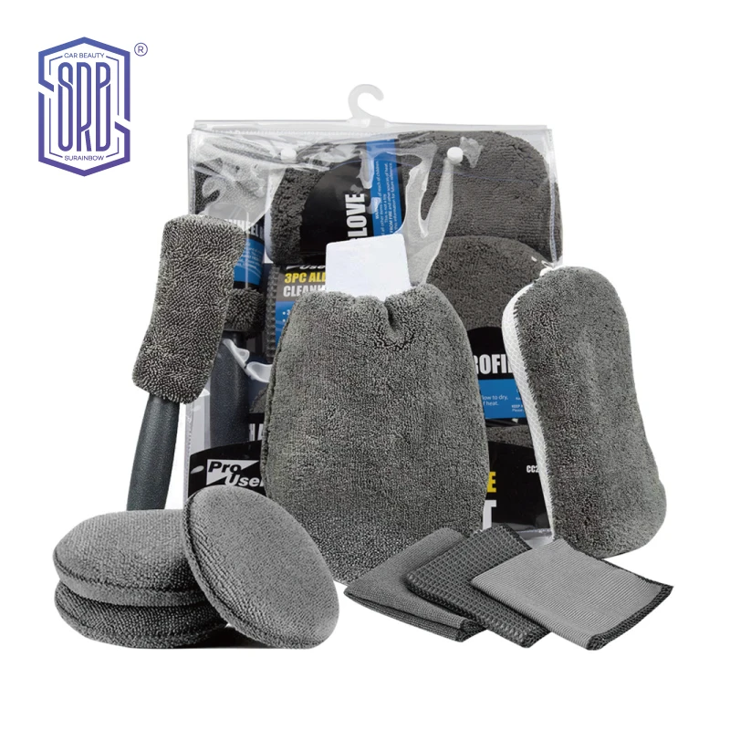 

Набор для чистки автомобиля из 9 предметов — набор инструментов для детализации автомобиля с щеткой для шин, губкой для мытья, варекой из микрофибры, для внутреннего и наружного автомобиля,