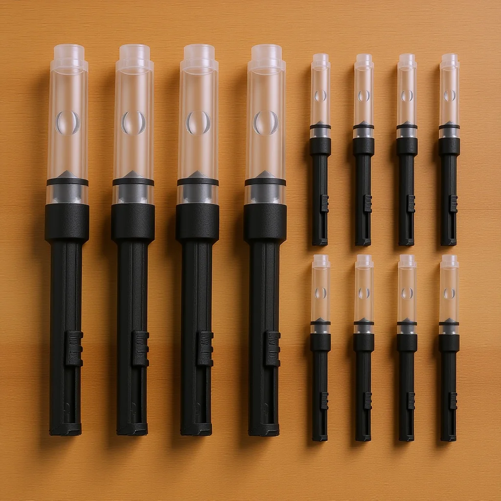 

12 шт., перьевая ручка, поглотитель чернил, трубка, универсальный 3,4 мм, поршень, двухтактный инструмент для наполнения, перьевая ручка, конвертер чернил, замена