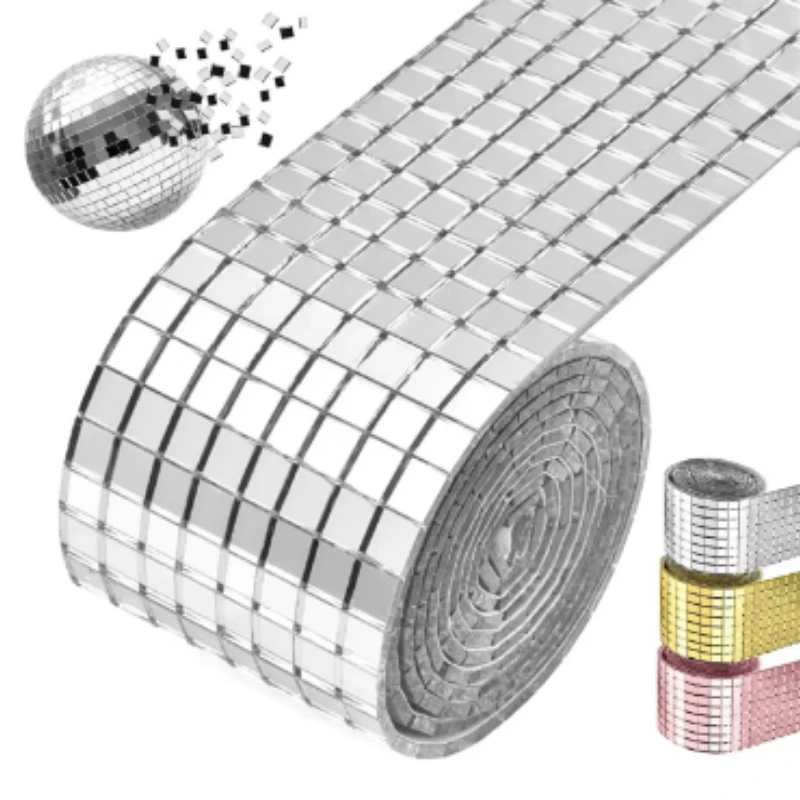 4x100cm 3D Acrylic Mirror Mosaic Wall Stickers Self Adhesive DIY Decorative Decal for Home Bar KTV Wall Decoration