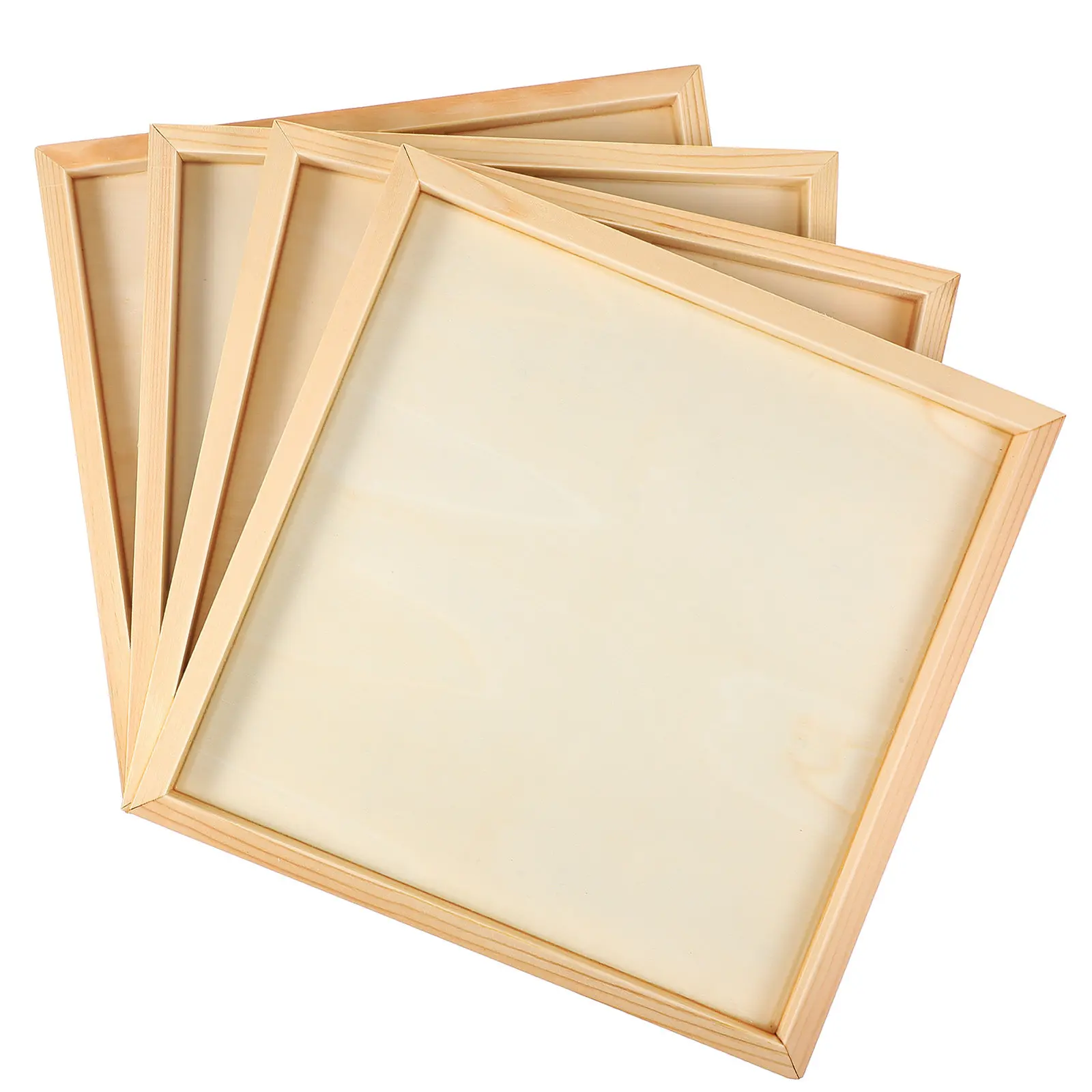 4Pcs Craft Wooden Frames Set DIY Blank Picture Frame Kit for Painting Home Decor Gift for Weddings Birthdays Festivals