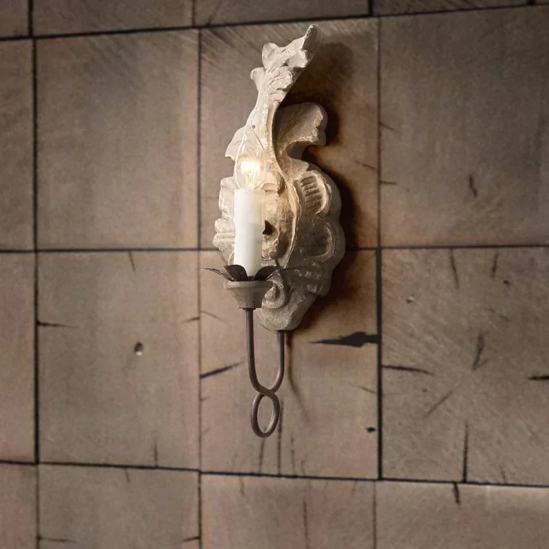 SANDYHAF Rench Countryside Retro Resin Fishtail Wall Lamp Do for Lighting Living Room Dining Room Bedroom Background LED Lights