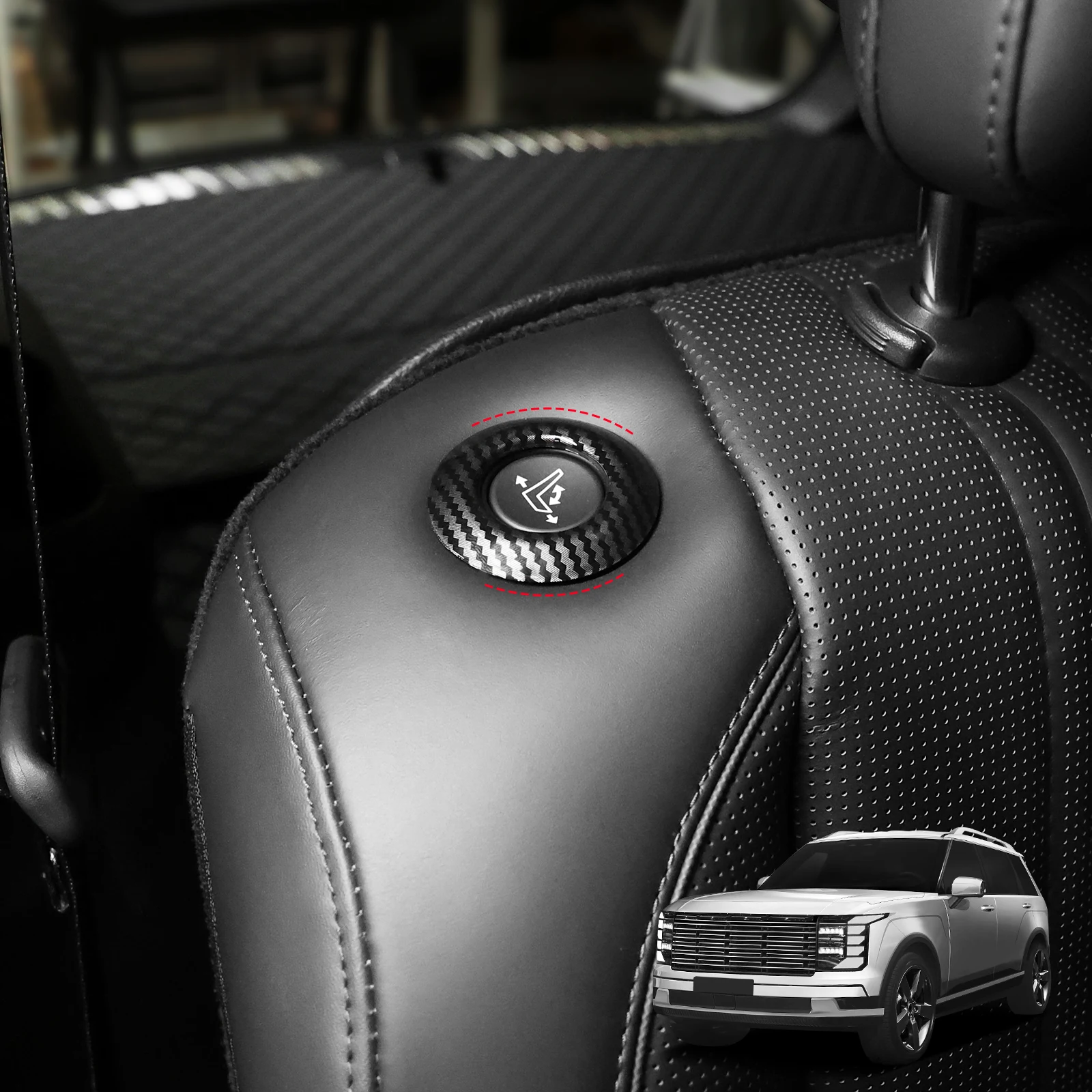 

2pcs ABS Seat Adjustment Button Circle Decorative Cover Stickers For Hyundai Palisade LX3 2025 2026