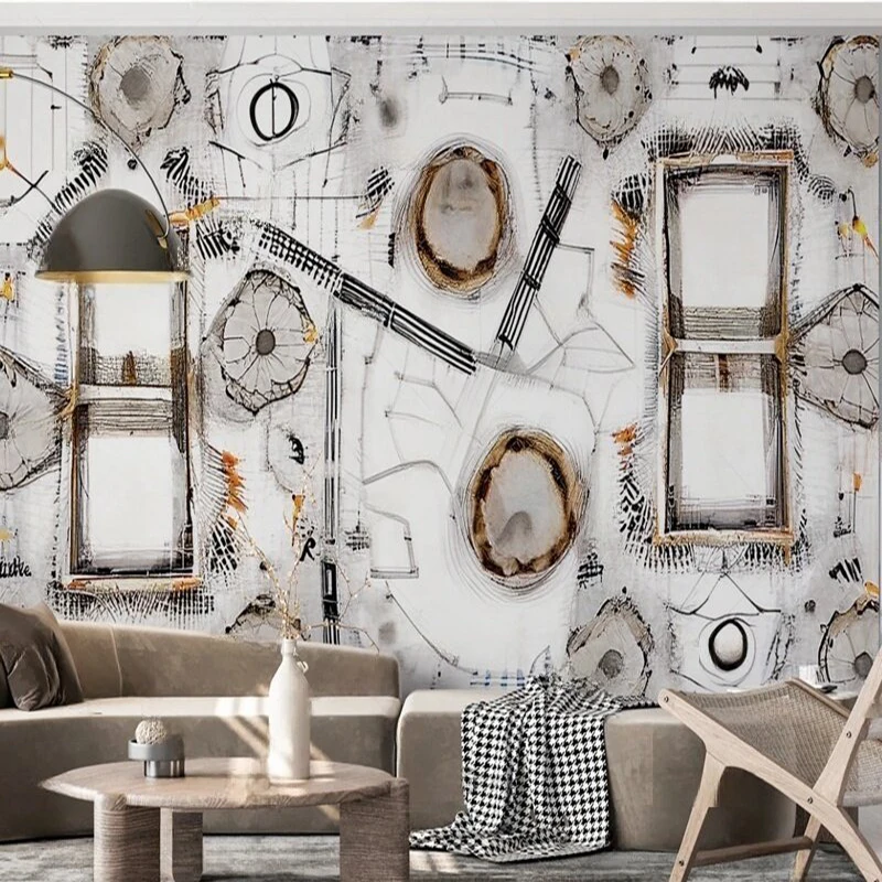 Custom Abstract Line Pattern Wall Mural for Living Room Background Wall Entryway Art Personalized Wallpaper Modern Home Decor