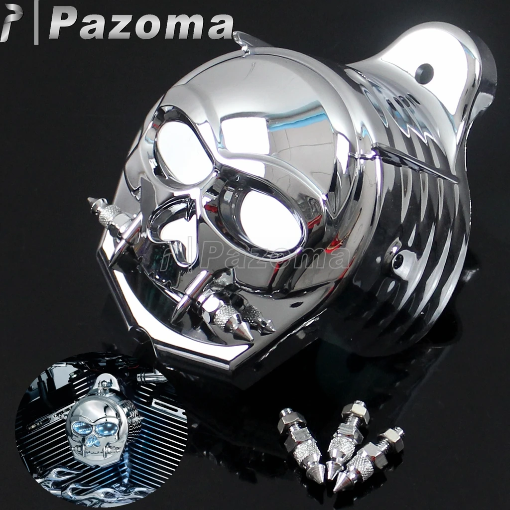 

For Harley Cowbell Horn Cover Motorcycle Skull Zombie Engine Guard Horns Housing Fits 1995-2016 Sportster Softail Dyna Touring