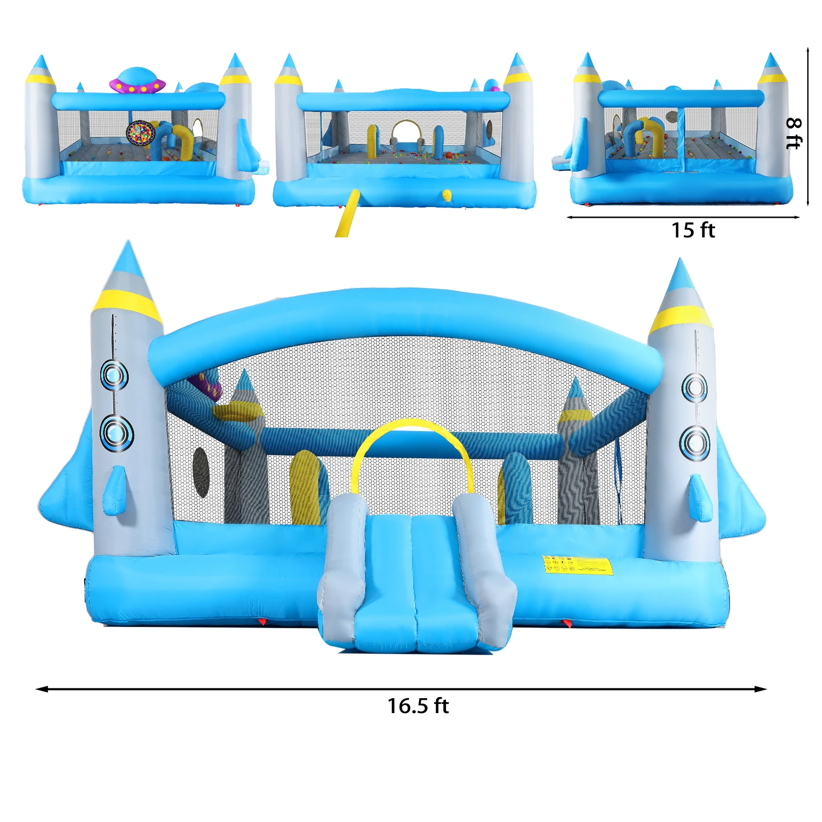 Home Use Oxford Air Castle Multifunctional Jump 'n Slide Inflatable Bouncer for Kids Complete Setup with Blower