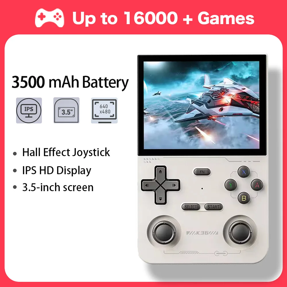 

K36 Retro Handheld Video Game Console 500nit 3.5 Inch IPS Screen 16000 Games Emulator for PS1/PSP/DC/N64/SS