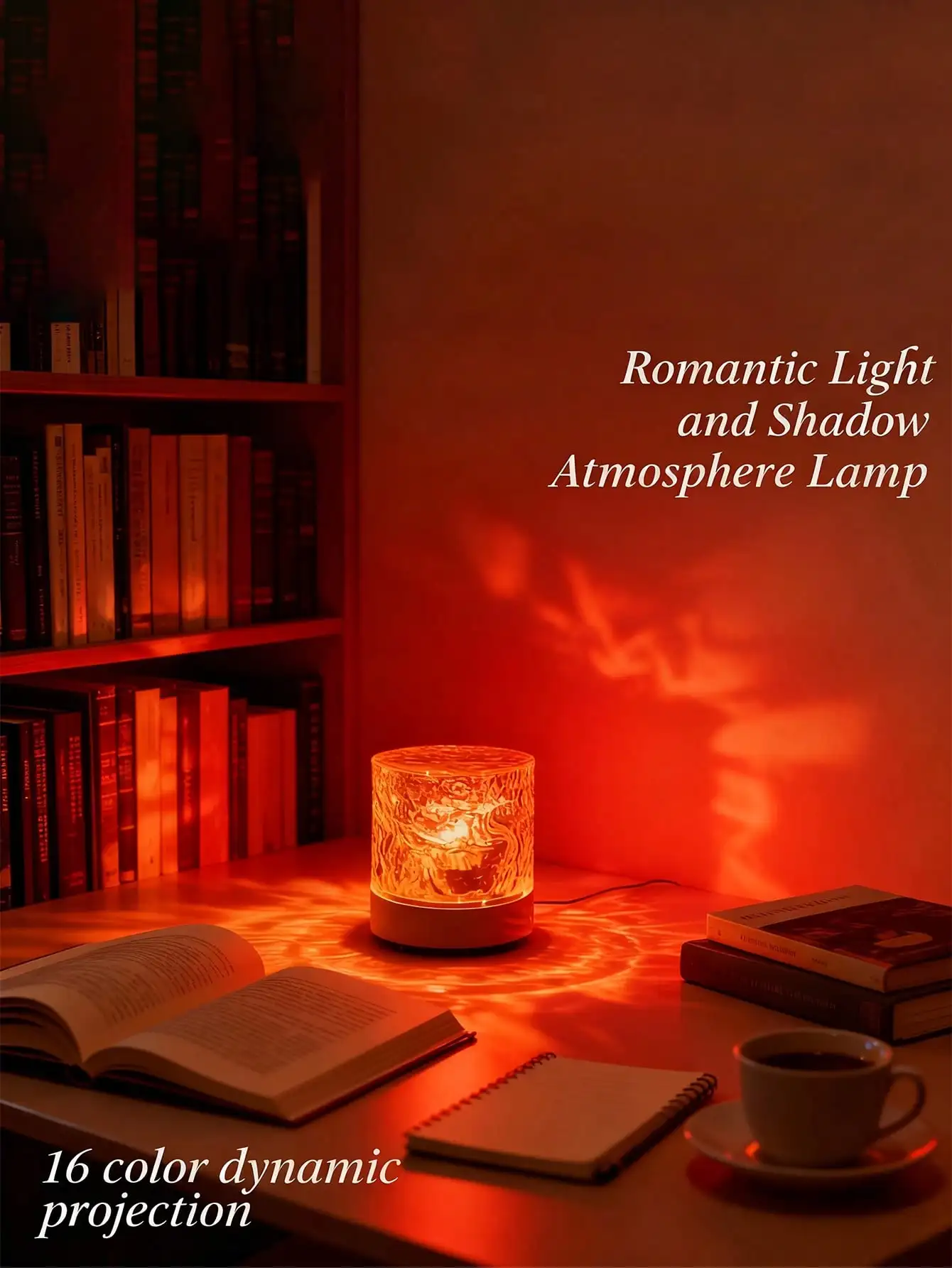 1PC USB Rotating Projection Lamp: Wave/Flame/Starry Sky Dynamic Atmosphere Light for Home & Party