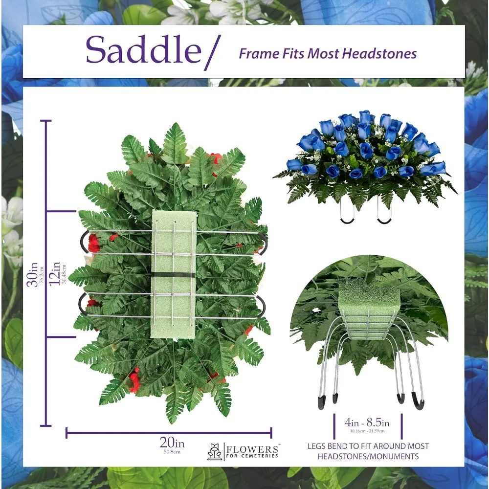 Sztuczne kwiaty na cmentarz - Niebieska róża na nagrobek, ozdoba i bukiet - Dekoracje na miejsce pogrzebowe