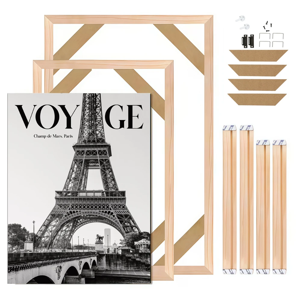 Black and White Eiffel Tower Paris Voyage Canvas Poster with Frame Modern Minimalist Painting Wall Decor for Living Room Bedroom