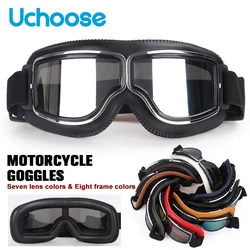 Motorcycle Windproof Safety Goggles, Steampunk Style Steampunk Leather Helmet Goggles for Motocross and Cross-Country