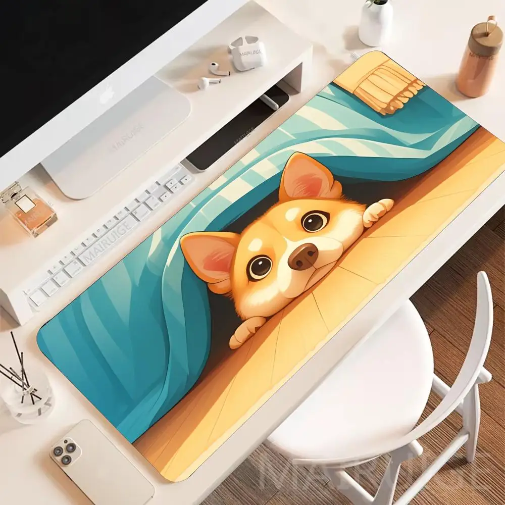 

Коврик для мыши с изображением собаки в одеяле, увеличенный игровой коврик XXL, нескользящий коврик для ноутбука, планшета, мини-ПК, игровой коврик