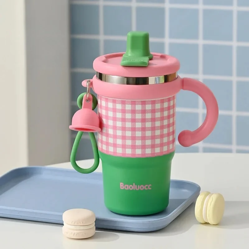 Edelstahl-Thermos-Strohbecher, hohes Aussehen, für Mädchen, doppelter Trinkbecher, Auto-Eisbecher, Studentenbüro, Wasserflasche