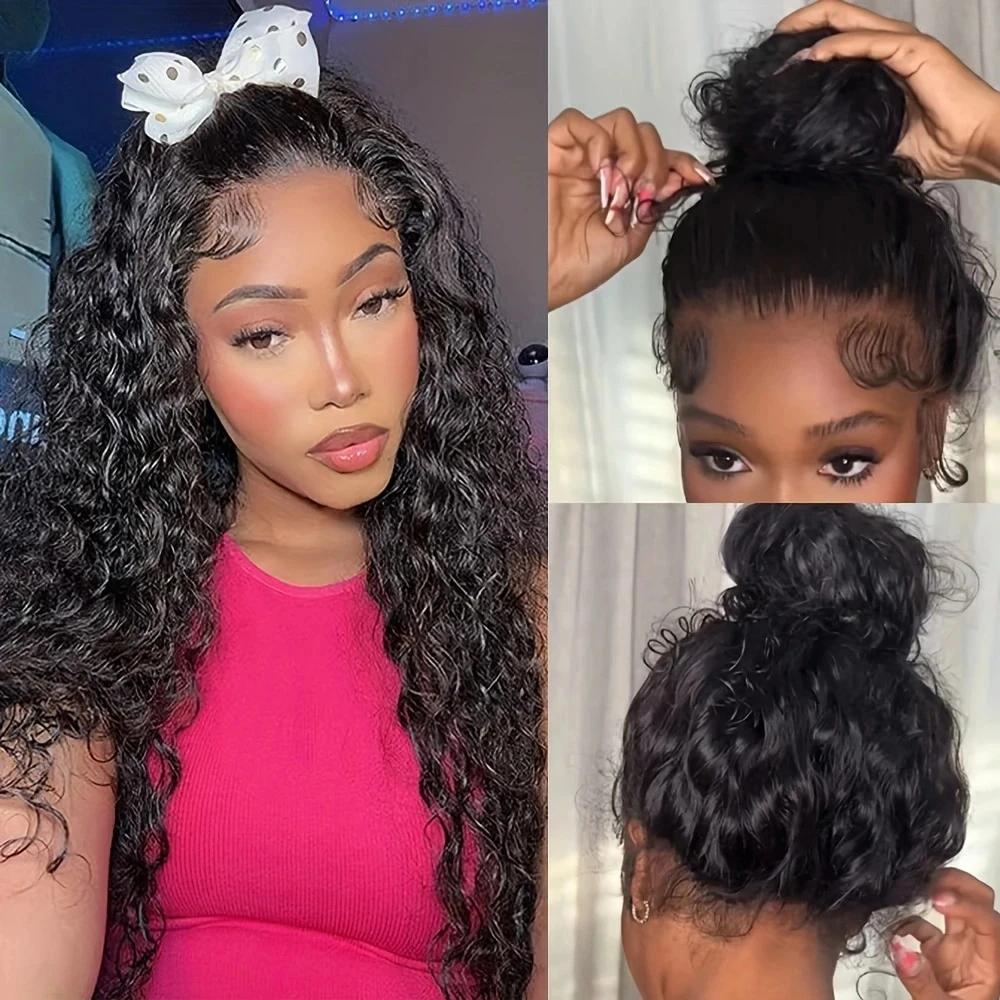 360 HD كامل الدانتيل شعر بشري مجعد الباروكات قبل قطعها 13x4 الدانتيل الباروكة الأمامية موجة عميقة غلويليس شعر الإنسان على استعداد لارتداء 30In
