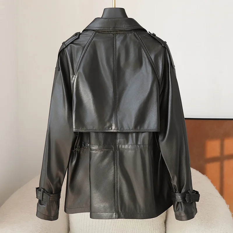 Autumn Winter Sheepskin Genuine Leather Overcoat Women Leather Coat Women