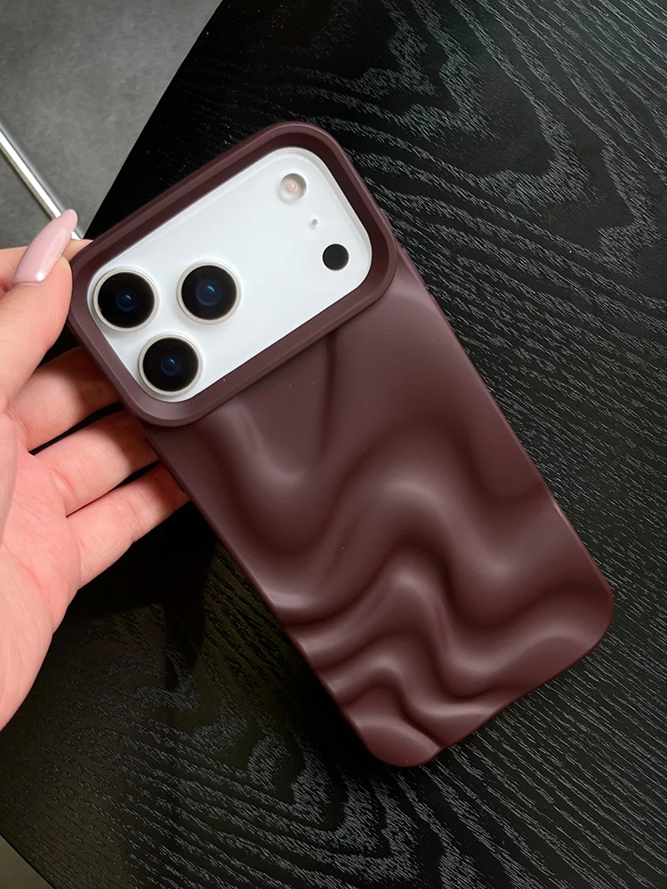 Stilvolle 3D-Wellen-Handyhülle mit glänzendem, pinkfarbenem Rückenteil für iPhone Air 11 12 13 14 15 17 18 Pro Max – Detail 26
