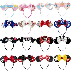 Disney Mickey Mouse Ear Headband for Adults Bow Dots Minnie Mouse Hairbands Girls Party Disneyland Women Hair Accessories Gifts