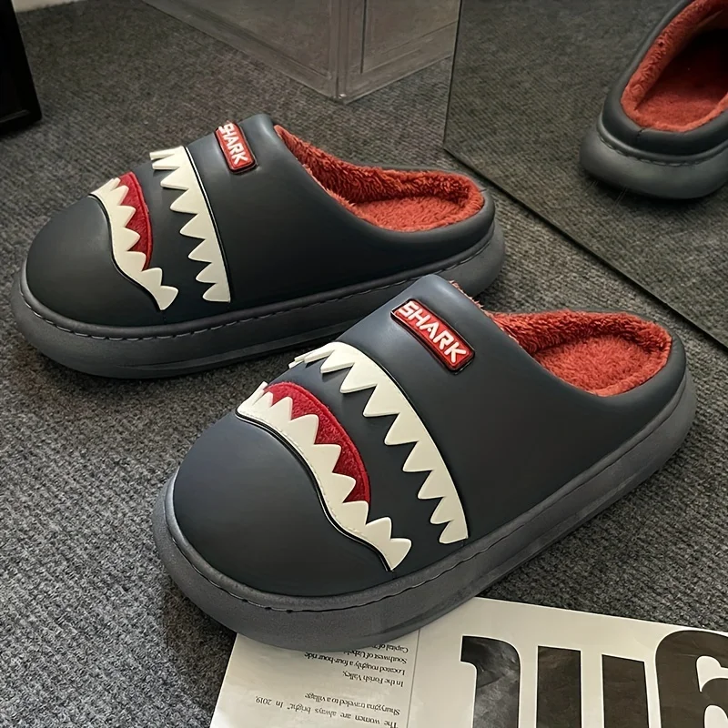 شباشب شتوية للجنسين من القطيفة على شكل قرش عالية الجودة مانعة للانزلاق نعل إيفا ناعم دافئ من البولي يوريثان مناسب للاستخدام الداخلي والخارجي 120