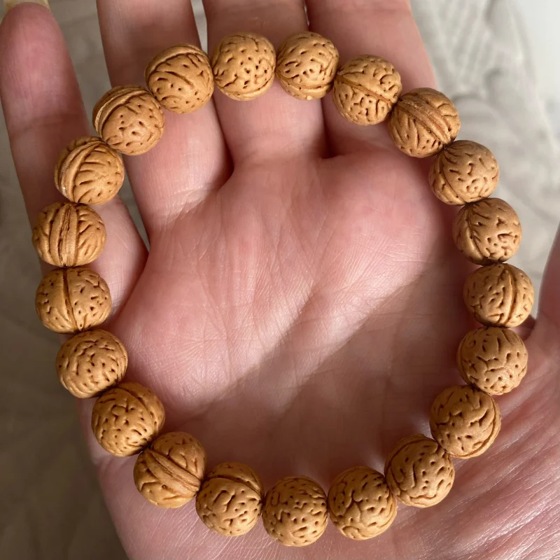 - small golden 1080.9, brain-patterned walnut beads 1.0, women's bracelet, men's handheld
