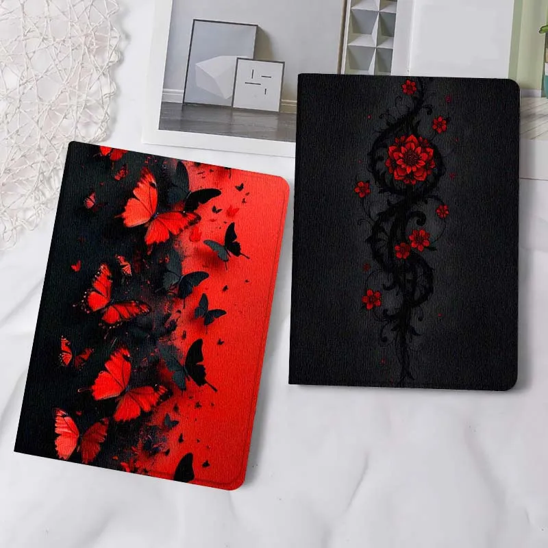 

Red Black Butterfly Pattern Tablet Case For Samsung Tab Galaxy S6 S11 A A7 A8 A9 A11 10.1 10.4 10.5 Plus Lite Gift