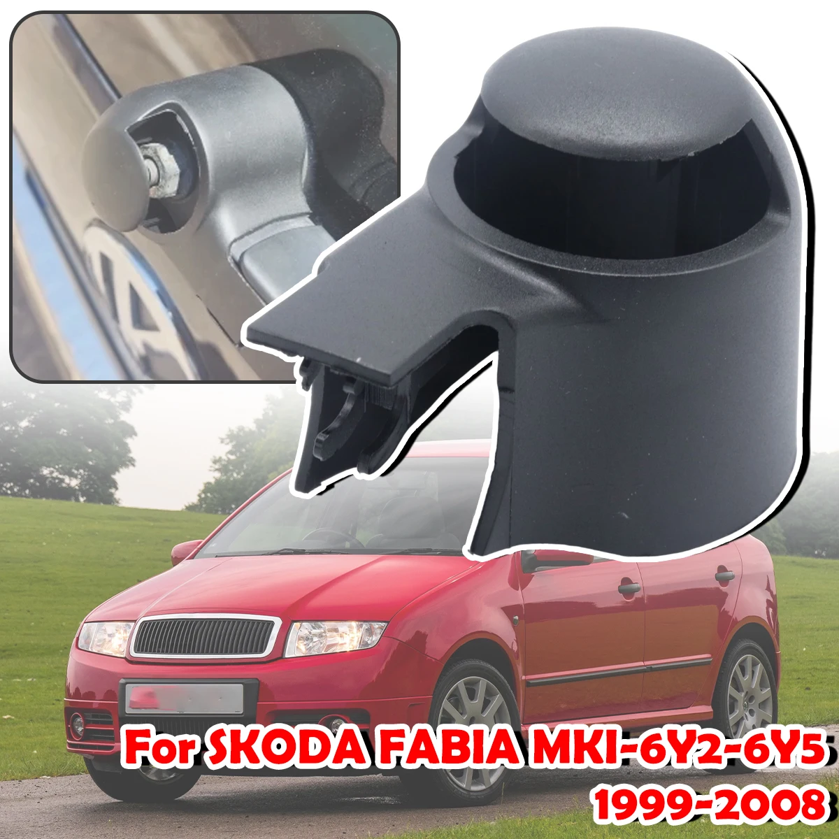 

Car Rear Windshield Window Wiper Arm Rocker Bolt Cover Black Plastic Cap For SKODA FABIA MKI-6Y2-6Y5 1999 2000 2001 2002 - 2008