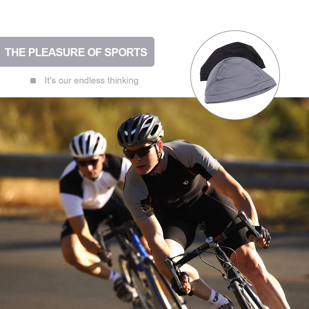 

2Pcs Quick Dry Cycling Caps High Elasticity Sweat Absorption Sports Beanie Liner for Men Women Black Dark Gray