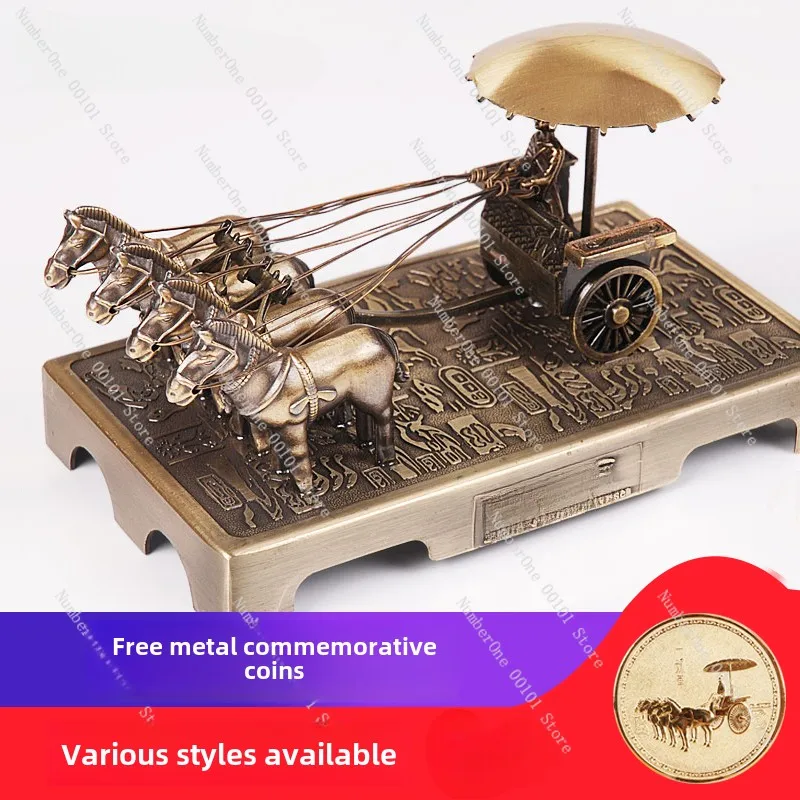 . Terracotta Warriors and Horses Bronze Chariot Horse Ornament Xi'an Special Tourism Souvenir Metal Carriage