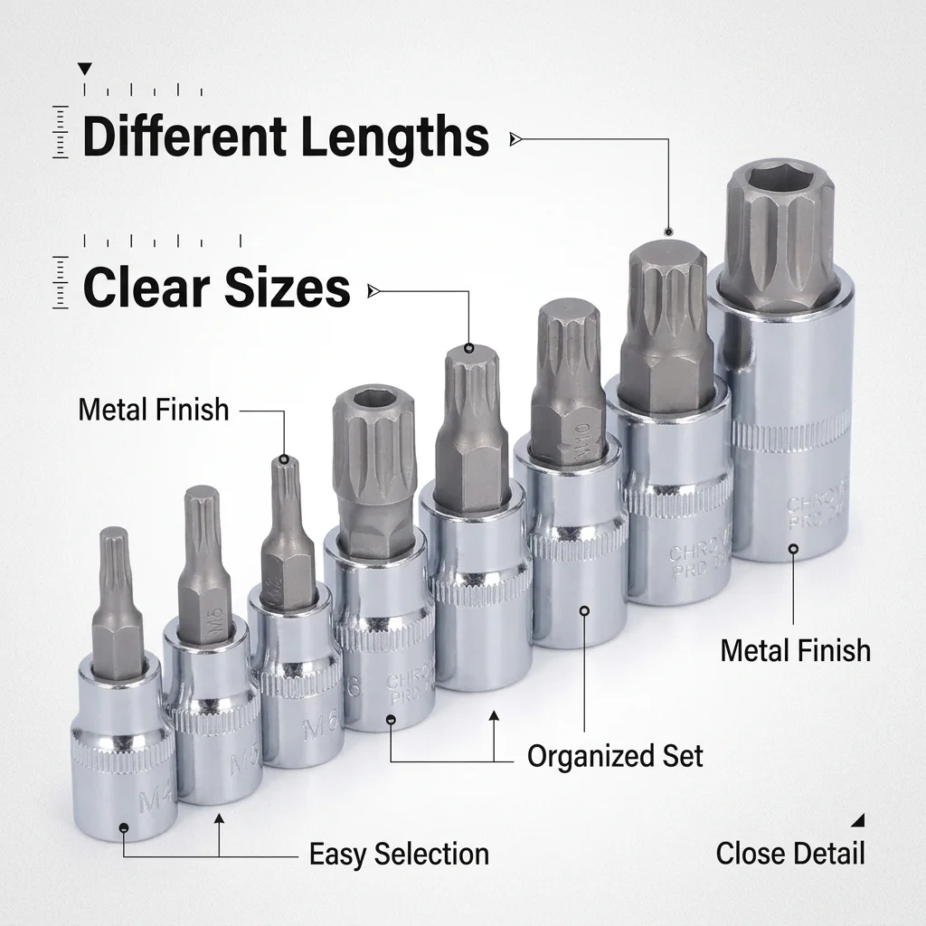 10 Pcs Triple Square Spline Bit Socket Set M4 To M18 1/4in 3/8in 1/2in Drive CR V Steel Bit Socket Set with Storage Box