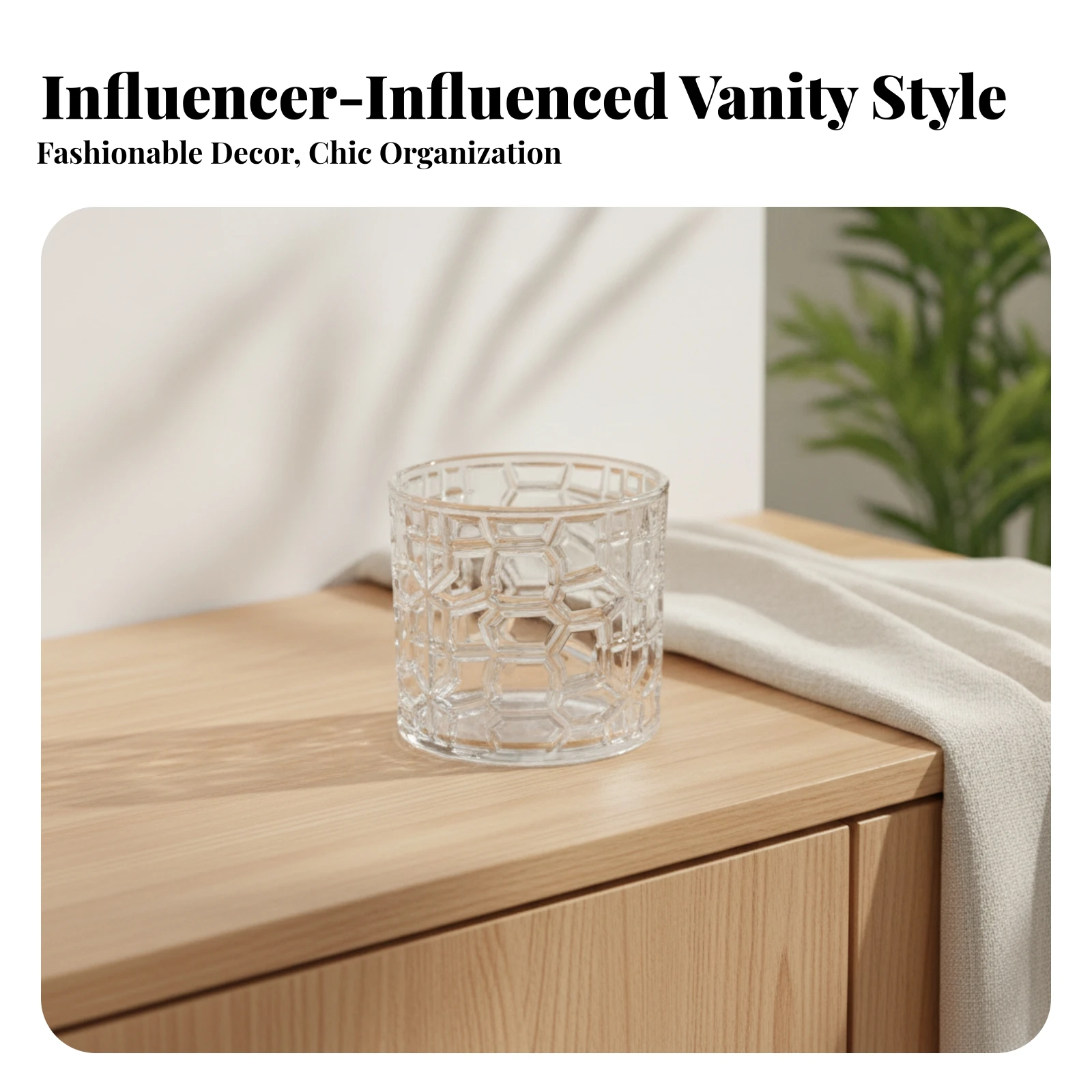 Acrylic Vase Cylindrical Storage Cup Makeup Brush Holder Embossed Geometric Pattern Acrylic Brush Storage Cup Faceted