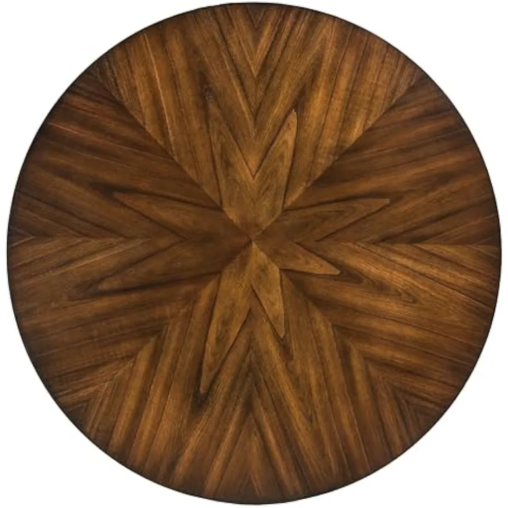 Salontafel voor woonkamer, cocktailtafel met gesplitst blad, houten traditionele middentafel, ronde theetafel van 33,5 x 17,7 inch