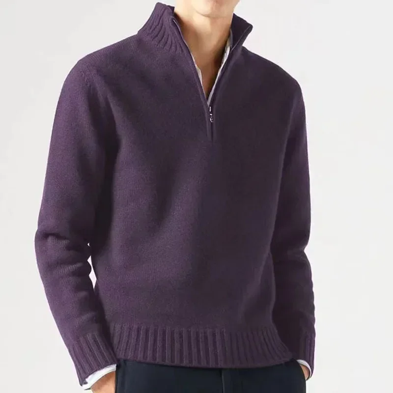 Mens Winter Casual Daily Warm Coats Turtlenecks Half Zipper Sweaters Knitwear Spring Pullovers Solid Long Sleeved Tops for Male