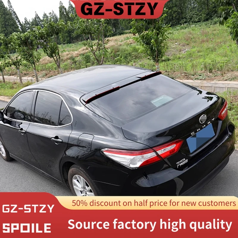 لتويوتا كامري 2018 19 20 21 22 الخلفي الجذع نافذة سقف المفسد أجنحة ABS البلاستيك الأسود الكربون سيارة الضبط الخارجي اكسسوارات