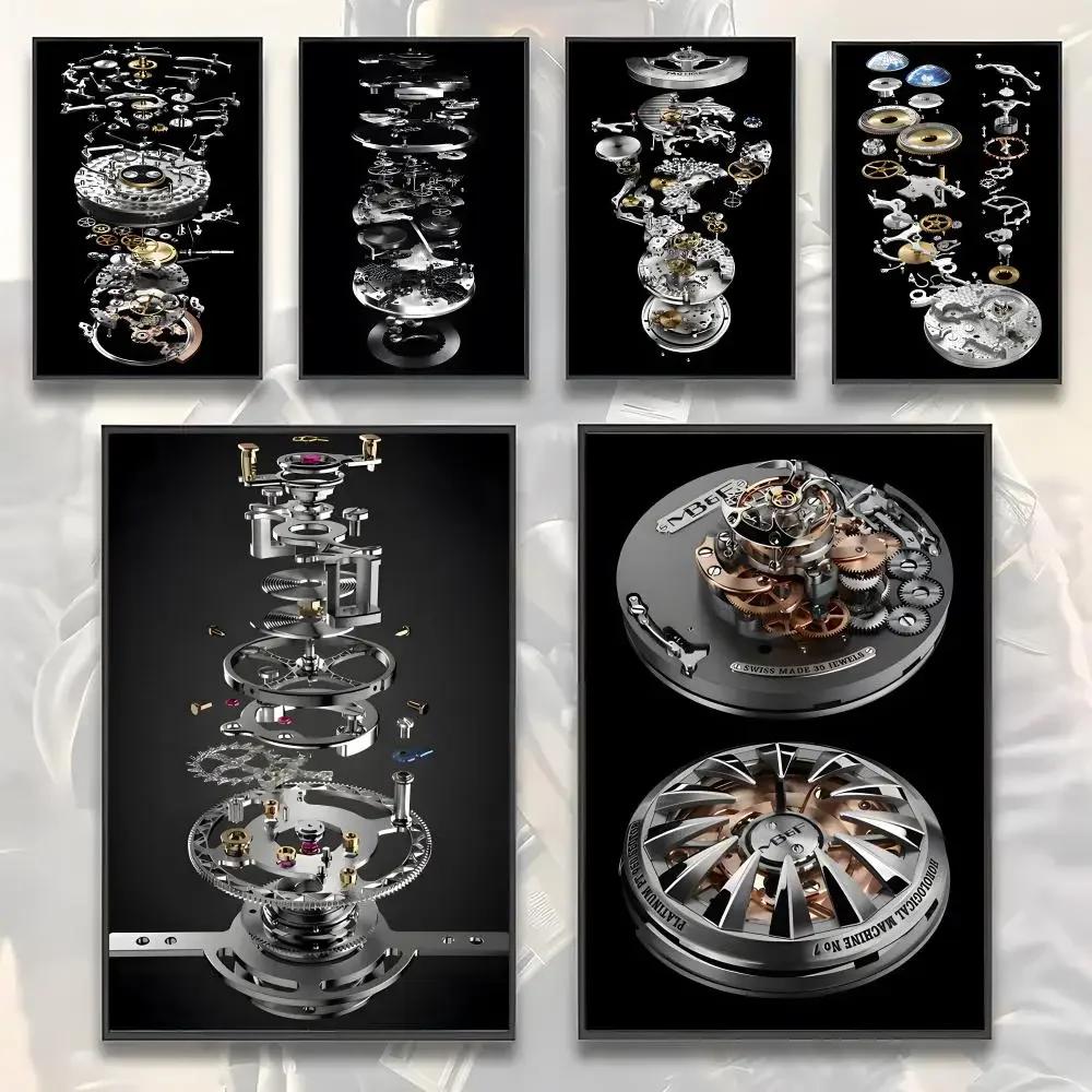 Vintage Watch Mechanical Movement Patent Painting Calligraphy HD Canvas Poster living room bedroom bar aesthetic decoration