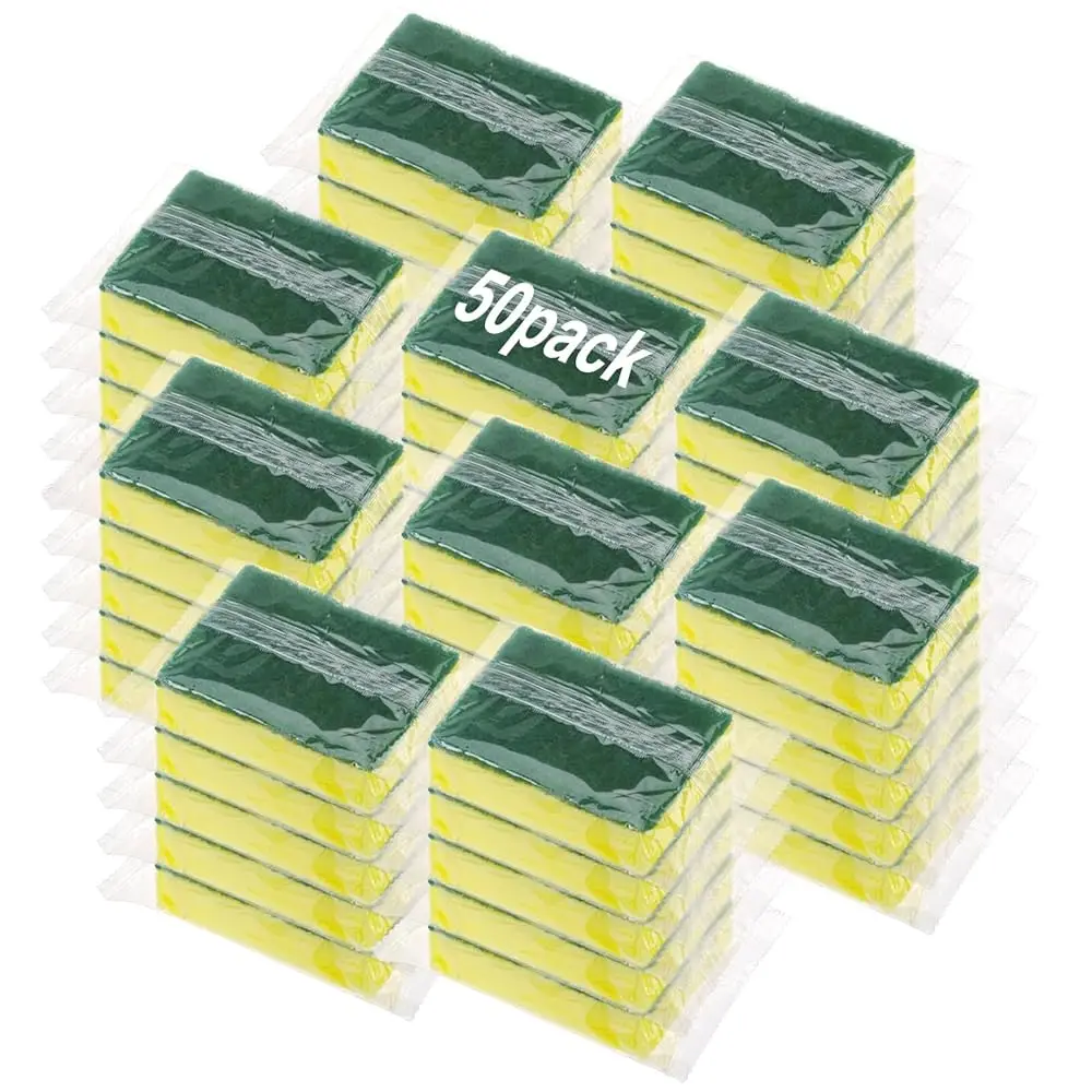 

50 Pcs Individually Wrapped Sponges, Uncompressed Non Scratch Scrouing Sponges for Household Cleaning Dishes Kitchen Airbnb A