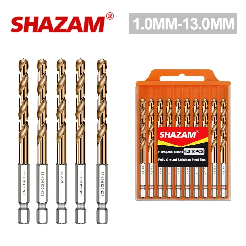 

SHAZAM Hexagonal Shank Drill Bit High Hardness Cobalt Containing Twists Drill Stainless Steel Special Hand Drill Universal