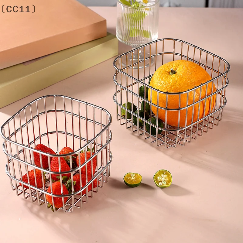 SengCC11 Sigur304 Edelstahl Abflusskorb Haushalt Küche Aufbewahrungskorb Quadratischer Obst- und Gemüsekorb Kosmetik-Aufbewahrungskorb
