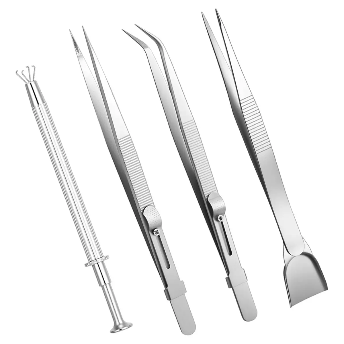 Y192A J~4PCS Grabber Tool Holder Set Jeweler'S Pick Up Sprinkle Pen 4 Claw Piercing Ball Jewelry Locking Tweezers