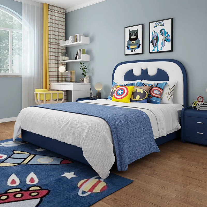 //American New Design Kid Bedroom Furniture Luxury Shape Kids Solid Wood Children Bed
