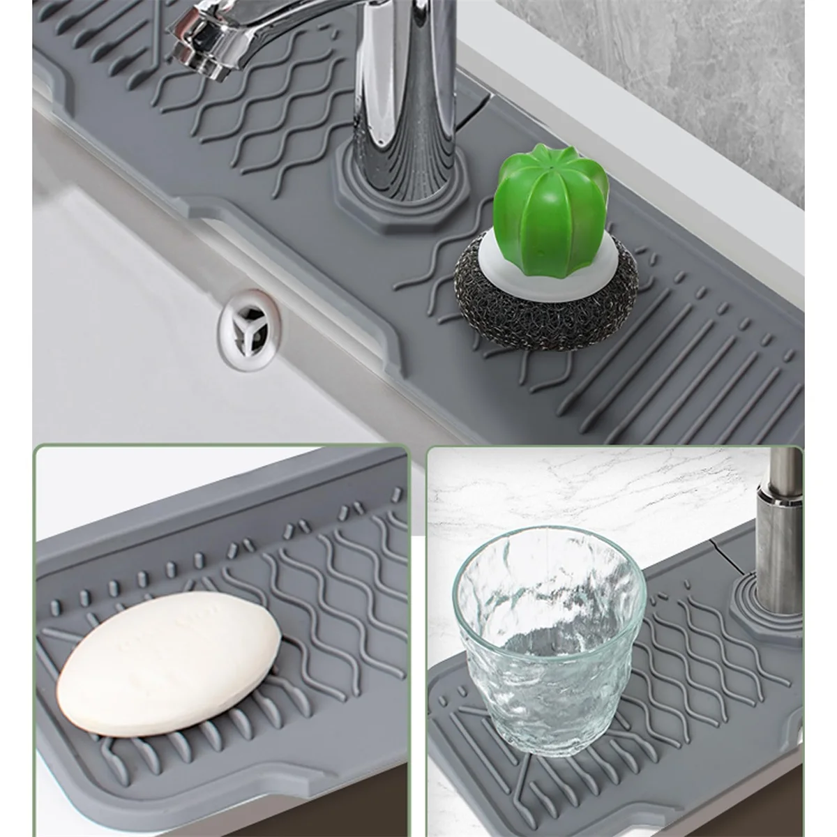 Foldable Slope Style Household Sink Splash Proof Pad Anti Slip Silicone Water Blocking Plate Kitchen Supplies