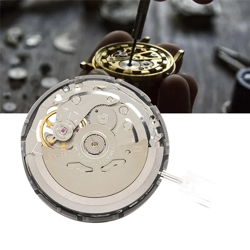 NH38/NH38A Watch Movement+Steel Stem+Clutch Lever Kit High-Precision Automatic Chain Up Mechanical Watch Movement