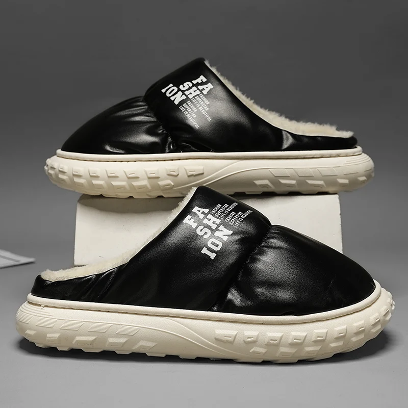

Модные зимние мужские теплые хлопковые тапочки, плюшевые шлепанцы, уличная домашняя теплая обувь, мужские и женские домашние хлопковые тапочки для спальни
