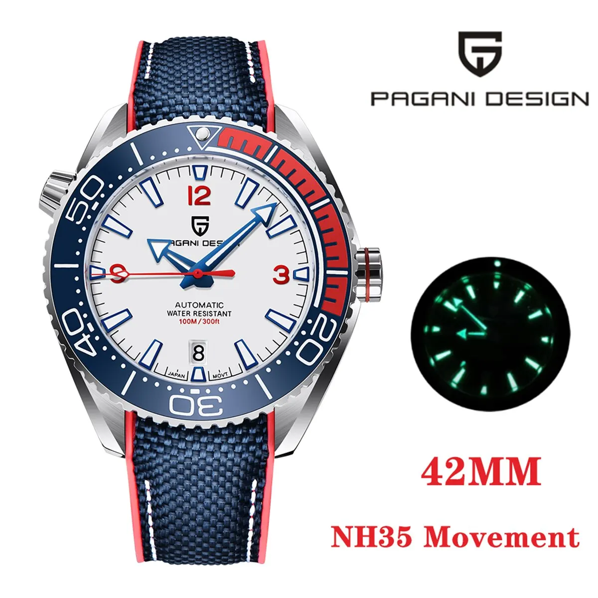 PAGANI DESIGN Classic Luxury Men Automatic Watch Sapphire Glass Mechanical Wristwatch Stainless Steel 100M Waterproof Watches