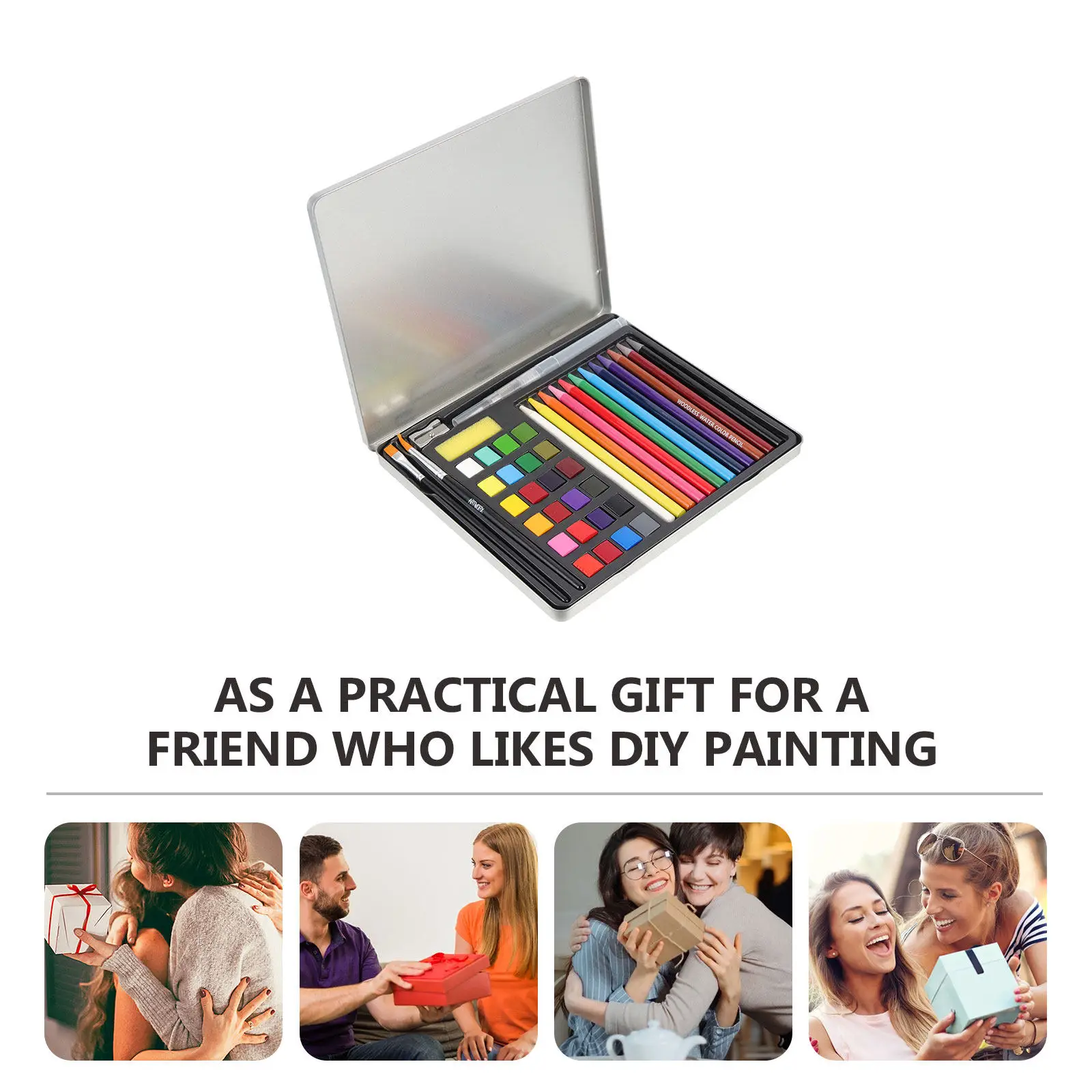 1Set Professional Watercolor Paint Kit Lightweight Portable Travel Watercolor Set for Students Artists Teachers DIY