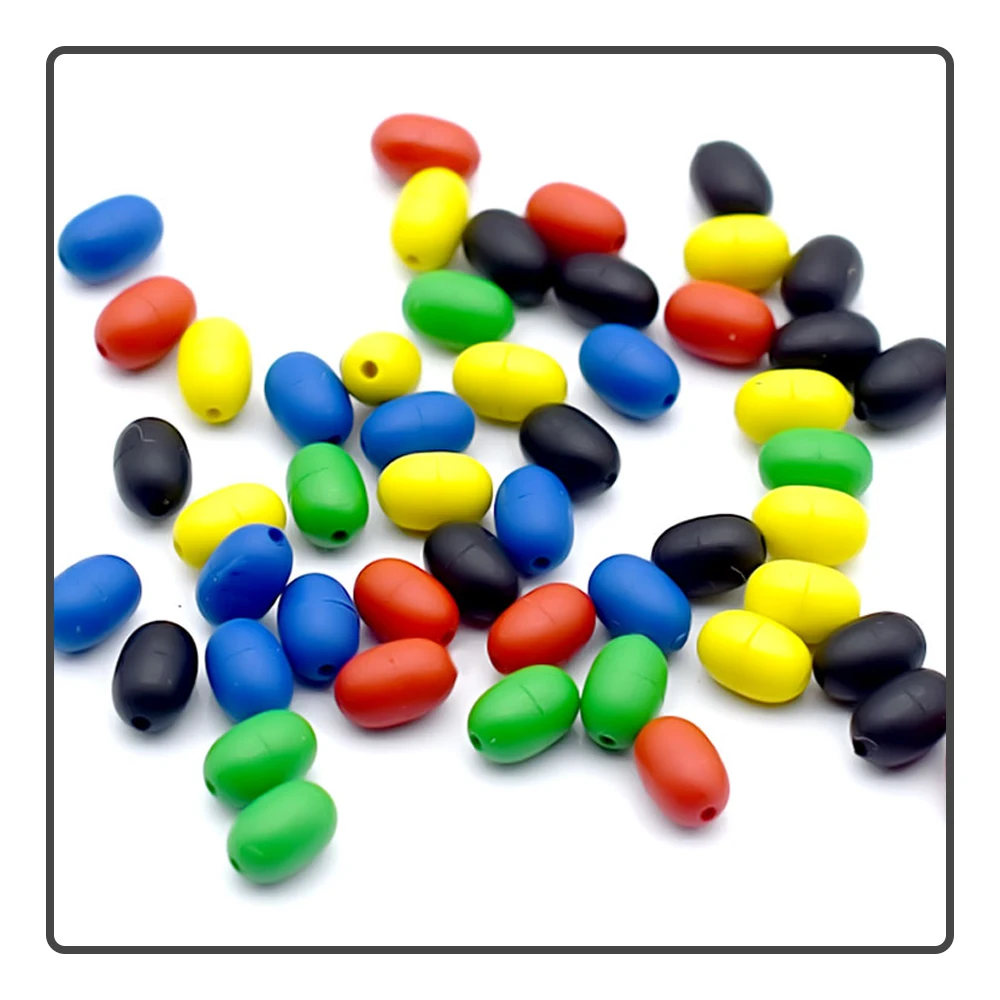 50Pcs Rock Fishing Color Soft Rubber Anti-Collision Block Beans Abo Float Line Hole Buffer Protection Bean Fishing Accessories