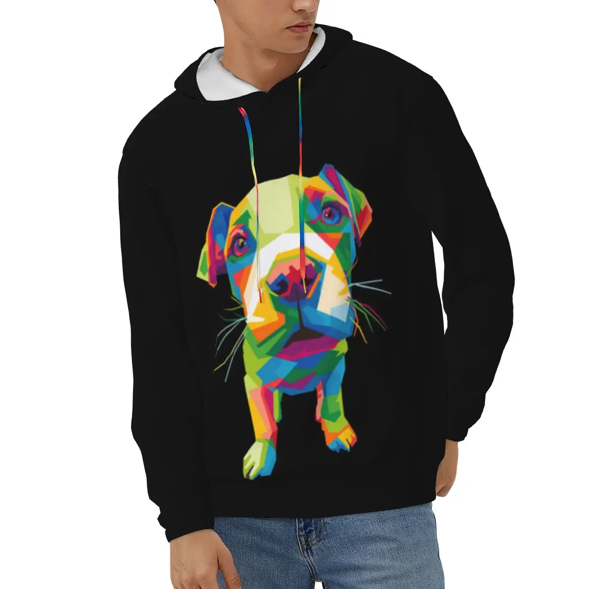 

Pitbull Dog With Cool Pop Art Men's Hoodies Autumn Winter Hooded Sweatshirt Hoodie Hip Hop Pullover Hoody