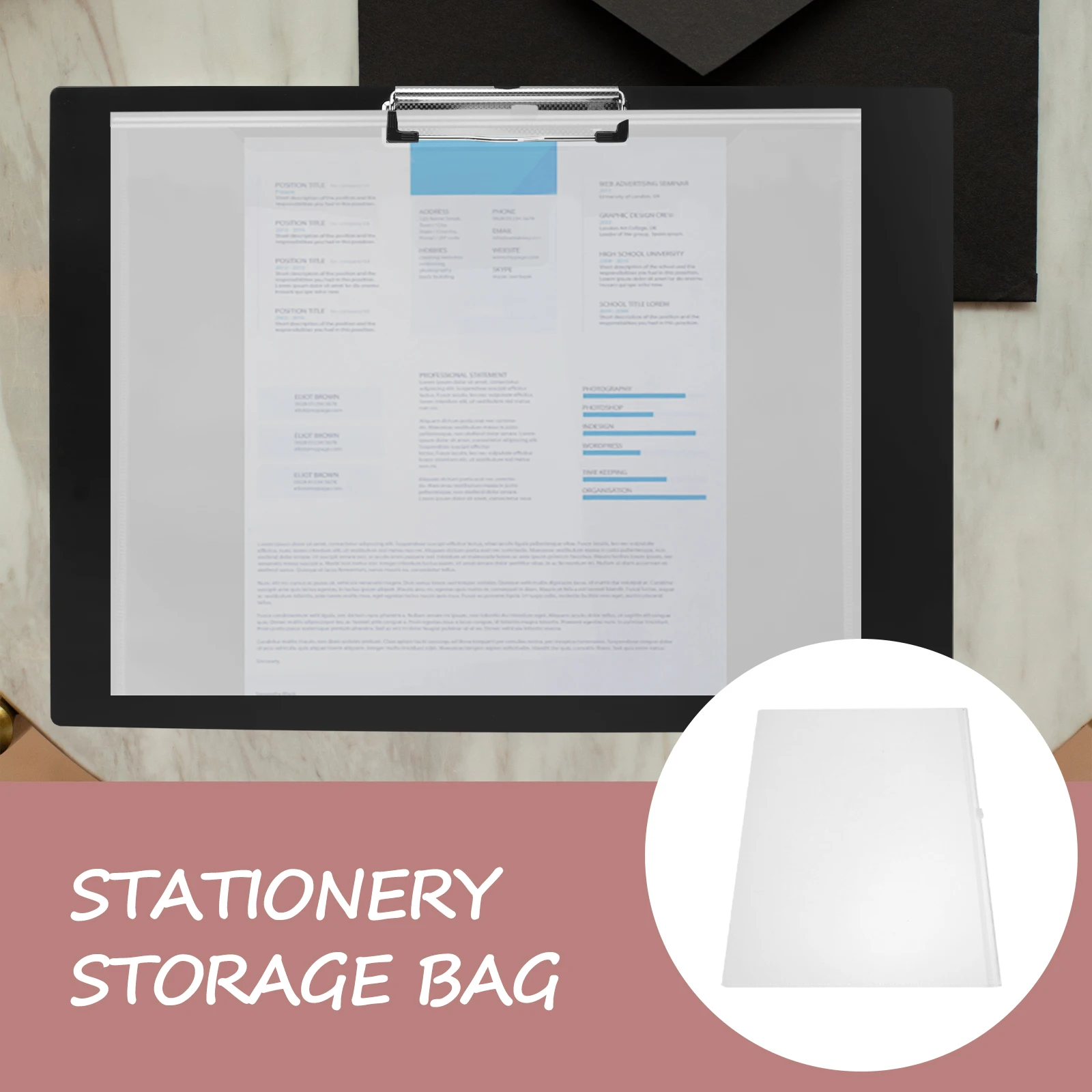 

10pcs Waterproof File Bag Portable Pen Organizer Large Capacity Pencil Storage Bag Zipper Design School Stationery Holder
